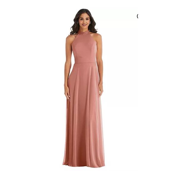 AFTER SIX High Neck Halter Backless Maxi Dress in Desert Rose. Size 8. NWOT - Picture 1 of 10